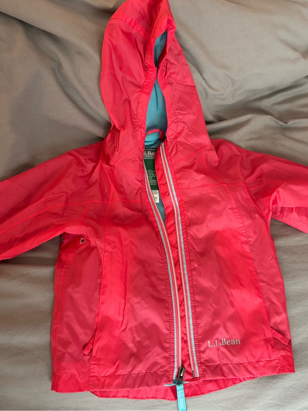3T L.L. Bean Bright Pink Kids' Hooded Raincoat